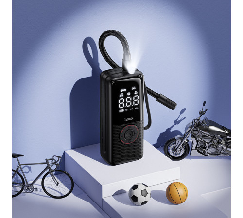 Автомобільний насос HOCO ZP18 Enlighten portable smart air pump Black (6942007673303)