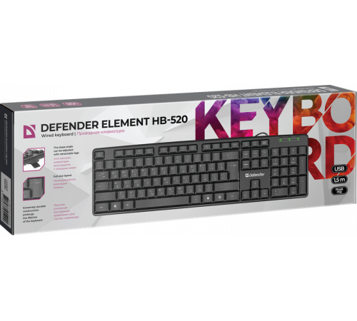 Клавіатура дротова DEFENDER Element HB-520 (з Eng, Рус, Укр розкладками)
