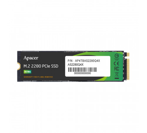 Накопичувач SSD M.2 Apacer AS2280Q4X 2TB 2280 PCIe 3.0x4 NVMe 3D NAND Read/Write: 5000/4400 MB/sec (AP2TBAS2280Q4X-1)