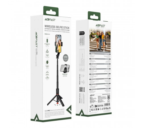 Селфі-монопод ACEFAST E42 supports automatic selfie stand opening, (105cm) Black (6974316286134)