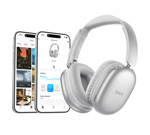 Бездротові накладні навушники HOCO W73 Graceful BT headphones(App) Silver (6942007674874)