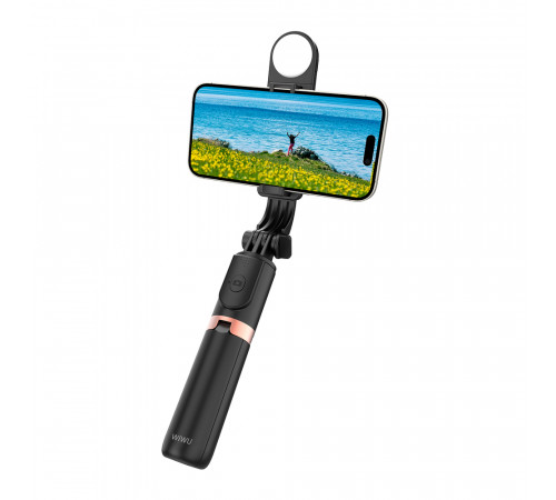 Селфі-трипод WIWU Mini Selfie Stick Wi-SE011 (with filled lights) Black (6976975613184)