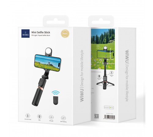 Селфі-трипод WIWU Mini Selfie Stick Wi-SE011 (with filled lights) Black (6976975613184)