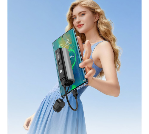 Зовнішній акумулятор BOROFONE BJ87 Star power bank with flashlight and cable(5000mAh) Black (6941991126901)