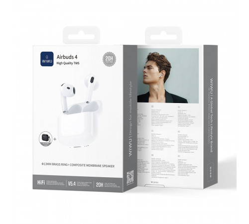 Бездротові навушники TWS WIWU Airbuds 4 (lite) White (6976975614402)