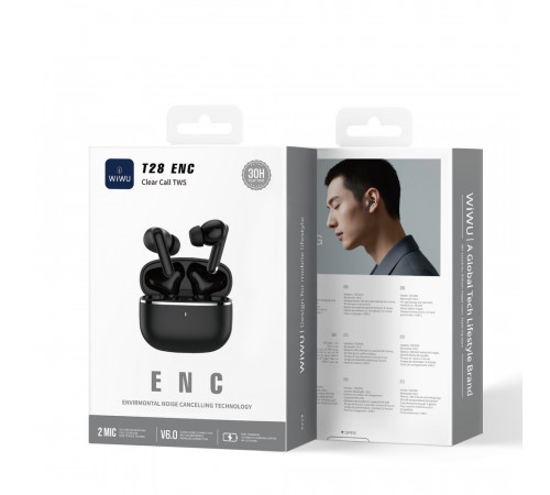Бездротові навушники TWS WIWU T28, ENC, White (6976975619452)