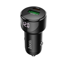 Автомобільний зарядний пристрій HOCO Z42 Light road dual port digital display PD20W+QC3.0 car charger Black (6931474742544)
