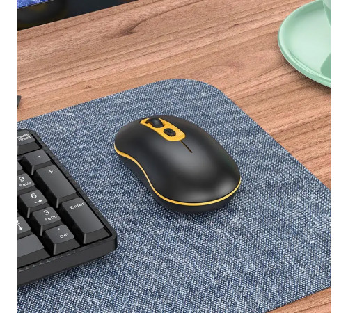 Маніпулятор миша HOCO GM21 Platinum 2.4G business wireless mouse Black Yellow (6931474790941)