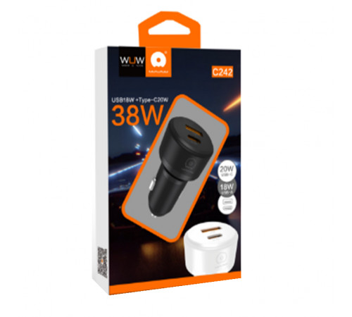 Автомобільний зарядний пристрій WUW-C242 PD20W+ QC18W white (6972573338344)