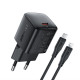 Мережевий зарядний пристрій з кабелем ACEFAST A118 PD30W mini GaN USB-C fast charger set (P16) Black (6974316285182)