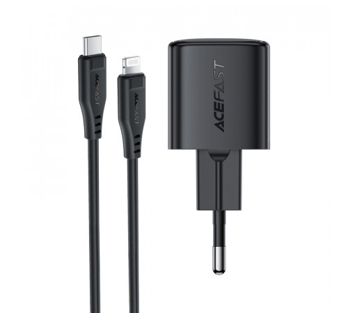 Мережевий зарядний пристрій з кабелем ACEFAST A118 PD30W mini GaN USB-C fast charger set (P16) Black (6974316285182)