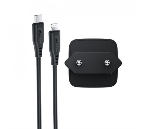 Мережевий зарядний пристрій з кабелем ACEFAST A118 PD30W mini GaN USB-C fast charger set (P16) Black (6974316285182)