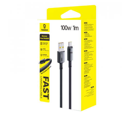 Кабель Baseus New Braided Fast Charging Cable USB-A to USB-C 100W/7.5W 1m Cosmic Black (E0426W01)