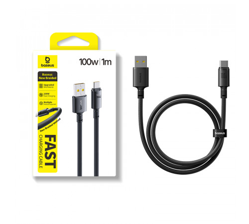 Кабель Baseus New Braided Fast Charging Cable USB-A to USB-C 100W/7.5W 1m Cosmic Black (E0426W01)