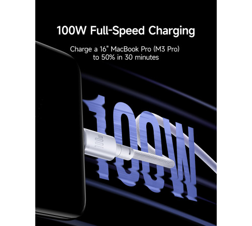 Кабель Baseus New Braided Fast Charging Cable USB-A to USB-C 100W/7.5W 1m Cosmic Black (E0426W01)