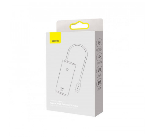 USB-хаб Baseus Lite Series 6-Port Type-C HUB Docking Station (Type-C to HDMI+USB3.0*2+Type-C Data+SD/TF) Black (WKQX050001)