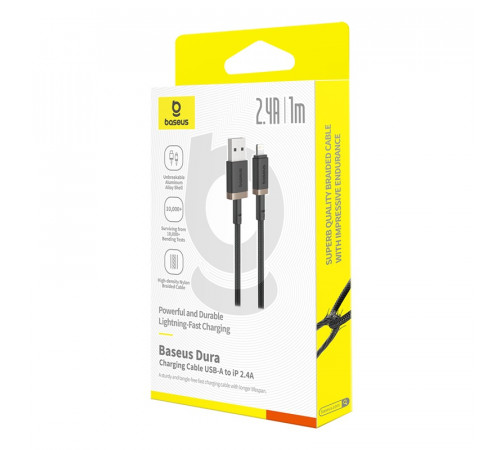 Кабель Baseus Dura Series Fast Charging Cable USB to iP 2.4A 1m Gold+Black (P10377801U01-00)