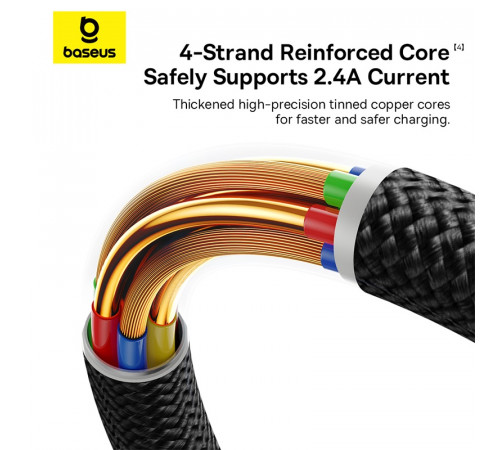 Кабель Baseus Dura Series Fast Charging Cable USB to iP 2.4A 1m Gold+Black (P10377801U01-00)