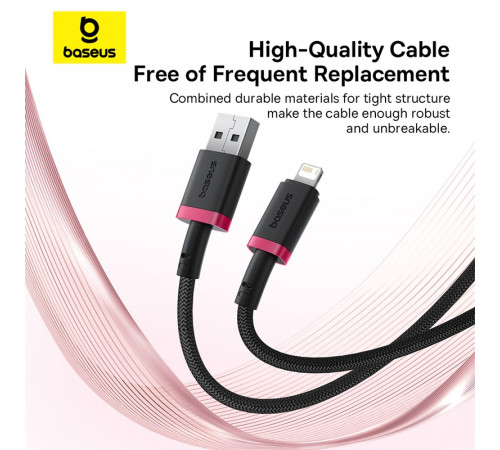 Кабель Baseus Dura Series Fast Charging Cable USB to iP 2.4A 1m Red+Black (P10377801U01-01)