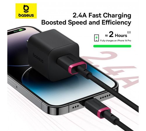 Кабель Baseus Dura Series Fast Charging Cable USB to iP 2.4A 1m Red+Black (P10377801U01-01)