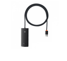 USB-хаб Baseus Lite Series 4-Port USB-A HUB Adapter (USB-A to USB 3.0*4 ) 1m Black (WKQX030101)