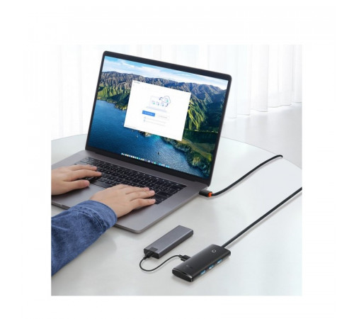 USB-хаб Baseus Lite Series 4-Port USB-A HUB Adapter (USB-A to USB 3.0*4 ) 1m Black (WKQX030101)