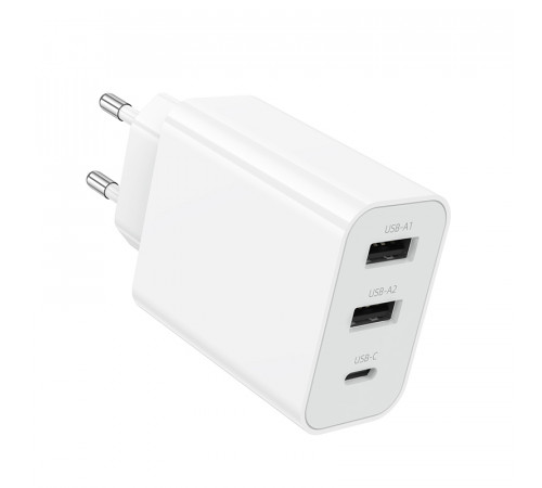 Мережевий зарядний пристрій BOROFONE BA105A Stellar three-port charger White (6941991125270)