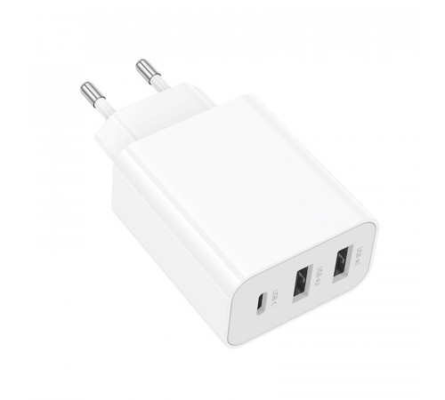Мережевий зарядний пристрій BOROFONE BA105A Stellar three-port charger White (6941991125270)