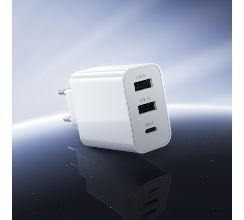 Мережевий зарядний пристрій BOROFONE BA105A Stellar three-port charger White (6941991125270)