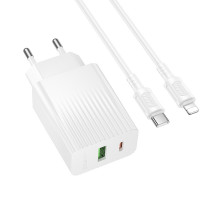 Мережевий зарядний пристрій з кабелем BOROFONE BAS76A Source PD30W+QC3.0 charger set(C to iP) White (6941991122903)