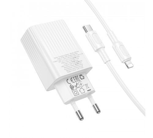 Мережевий зарядний пристрій з кабелем BOROFONE BAS76A Source PD30W+QC3.0 charger set(C to iP) White (6941991122903)
