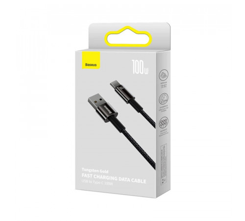 Кабель Baseus Tungsten Gold Fast Charging Data Cable USB to Type-C 100W 2m Black (CAWJ000101)