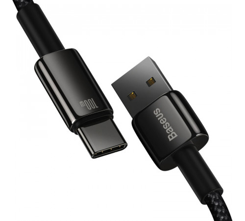 Кабель Baseus Tungsten Gold Fast Charging Data Cable USB to Type-C 100W 2m Black (CAWJ000101)