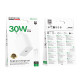 Мережевий зарядний пристрій з кабелем BOROFONE BA107A Stellar single port PD30W charger set (C to C) (EU) White (6941991125362)