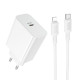 Мережевий зарядний пристрій з кабелем BOROFONE BA107A Stellar single port PD30W charger set (C to iP) (EU) White (6941991125355)