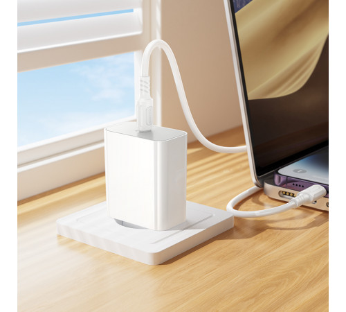 Мережевий зарядний пристрій з кабелем BOROFONE BA107A Stellar single port PD30W charger set (C to iP) (EU) White (6941991125355)