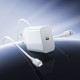 Мережевий зарядний пристрій з кабелем BOROFONE BA107A Stellar single port PD30W charger set (C to iP) (EU) White (6941991125355)