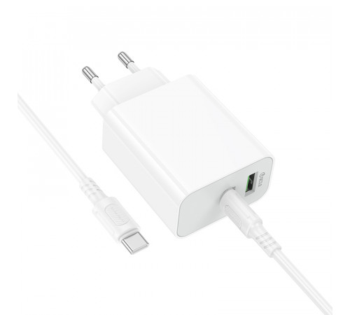 Мережевий зарядний пристрій з кабелем BOROFONE BA108A Stellar PD30W+QC3.0 charger set (C to C) (EU) White (6941991125393)