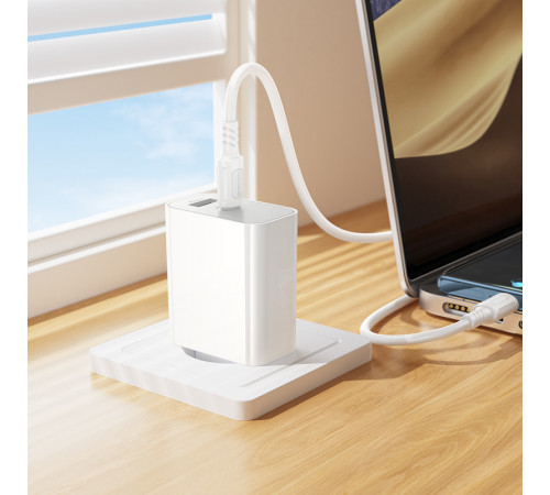 Мережевий зарядний пристрій з кабелем BOROFONE BA108A Stellar PD30W+QC3.0 charger set (C to C) (EU) White (6941991125393)