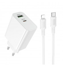 Мережевий зарядний пристрій з кабелем BOROFONE BA108A Stellar PD30W+QC3.0 charger set (C to iP) (EU) White (6941991125386)