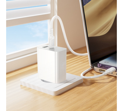 Мережевий зарядний пристрій з кабелем BOROFONE BA108A Stellar PD30W+QC3.0 charger set (C to iP) (EU) White (6941991125386)