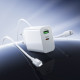 Мережевий зарядний пристрій з кабелем BOROFONE BA108A Stellar PD30W+QC3.0 charger set (C to iP) (EU) White (6941991125386)