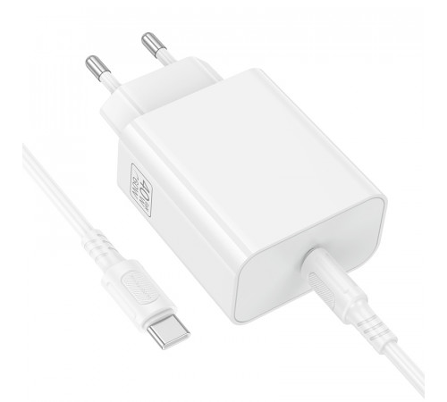 Мережевий зарядний пристрій з кабелем BOROFONE BA109A Star single port PD40W charger set (C to C) (EU) White (6941991126895)