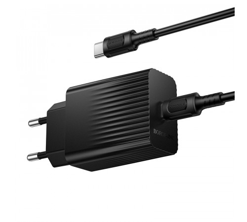 Мережевий зарядний пристрій з кабелем BOROFONE BAS75A Source single port PD30W charger set (C to C) (EU) Black (6941991122859)