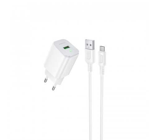 Мережевий зарядний пристрій з кабелем BOROFONE BAS82A Star single port QC3.0 charger set (Micro) (EU) White (6941991126734)