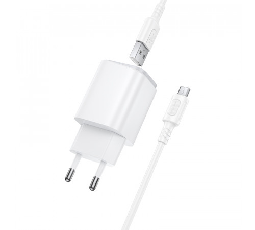 Мережевий зарядний пристрій з кабелем BOROFONE BAS82A Star single port QC3.0 charger set (Micro) (EU) White (6941991126734)