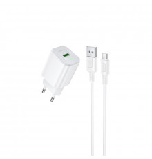 Мережевий зарядний пристрій з кабелем BOROFONE BAS82A Star single port QC3.0 charger set (Type-C) (EU) White (6941991126758)
