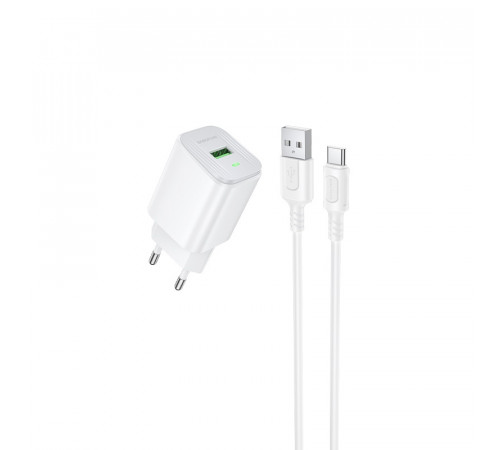Мережевий зарядний пристрій з кабелем BOROFONE BAS82A Star single port QC3.0 charger set (Type-C) (EU) White (6941991126758)