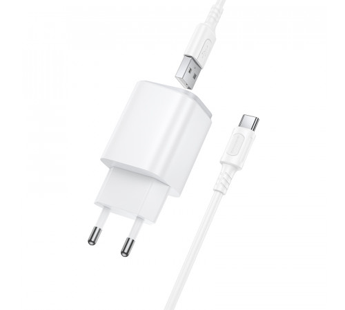 Мережевий зарядний пристрій з кабелем BOROFONE BAS82A Star single port QC3.0 charger set (Type-C) (EU) White (6941991126758)