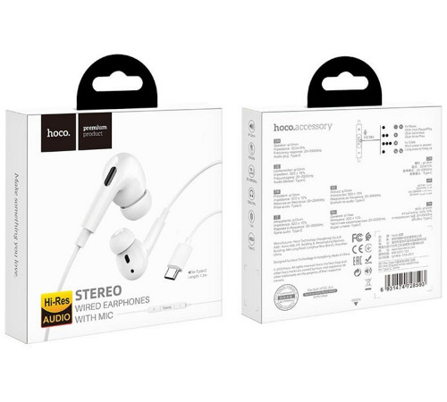 Навушники дротові HOCO M101 Pro Crystal (Type-C) White (6931474782403)